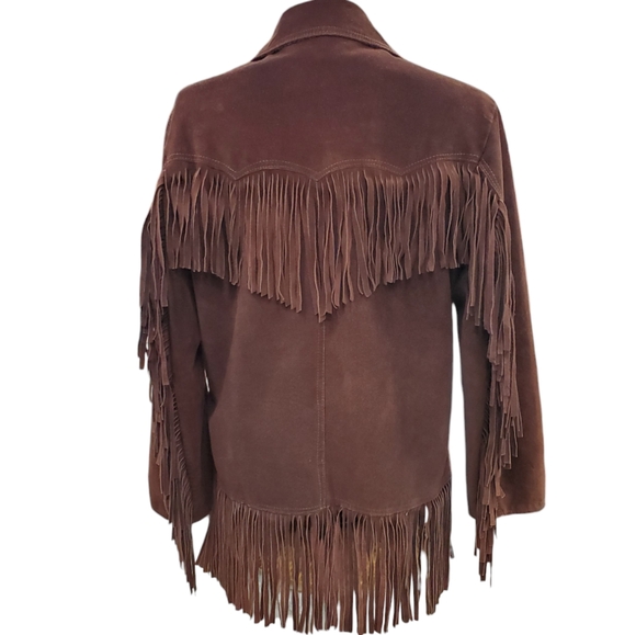 Vintage fringe seude jacket men's size 44 brown lined  Western Made in Mexico - Picture 2 of 16